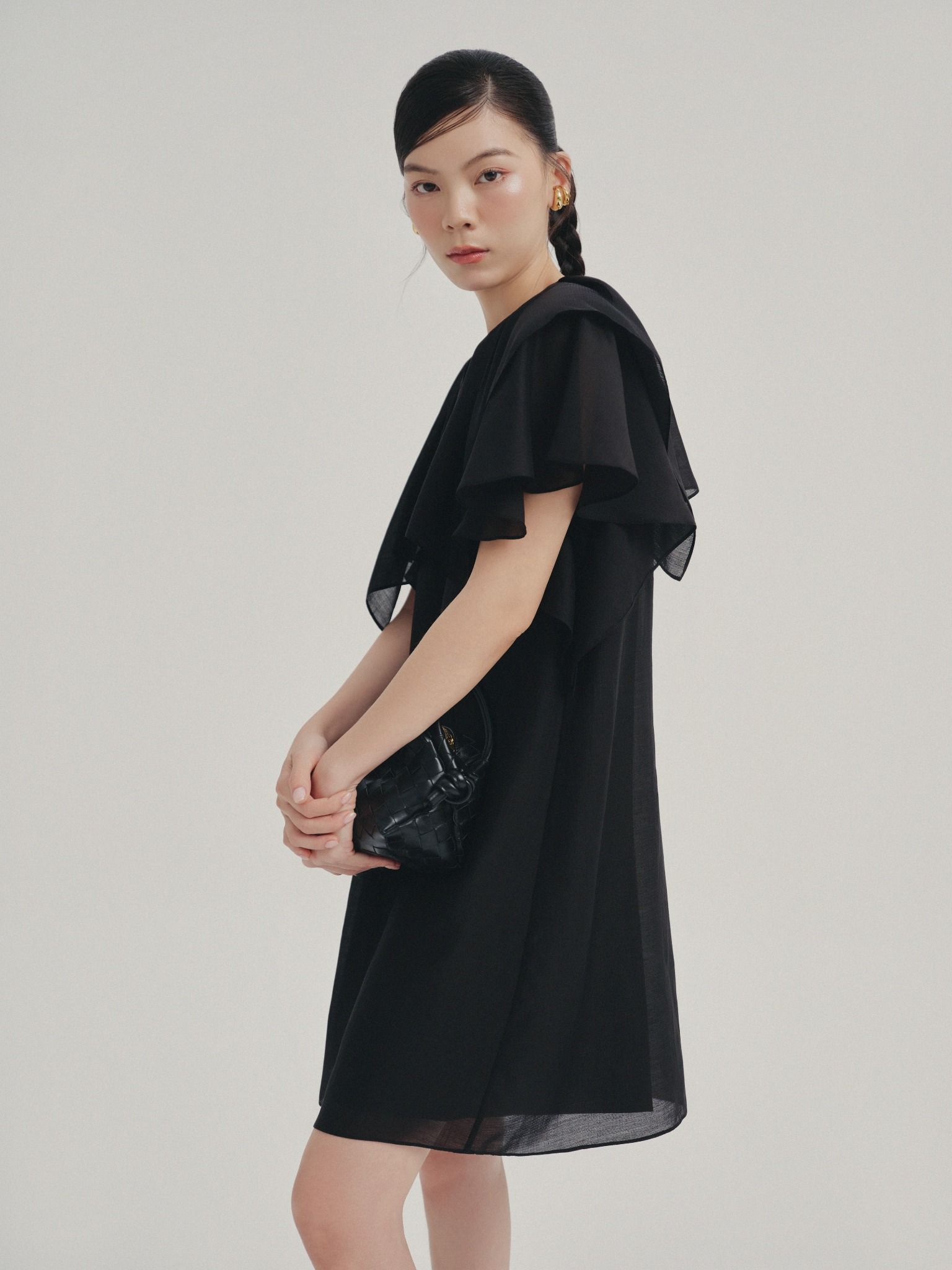  Đầm ngắn tay bèo | Mauve Ruffled Sleeves dress 