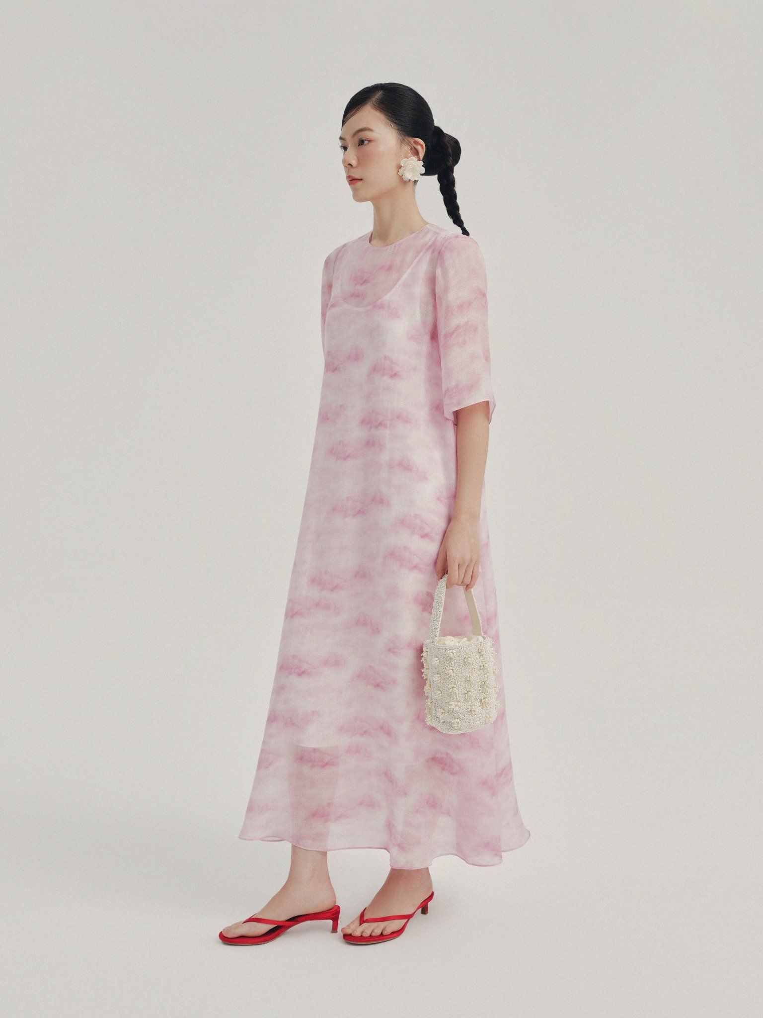 Đầm dài hoạ tiết vân mây | Mauve Cloud dress 