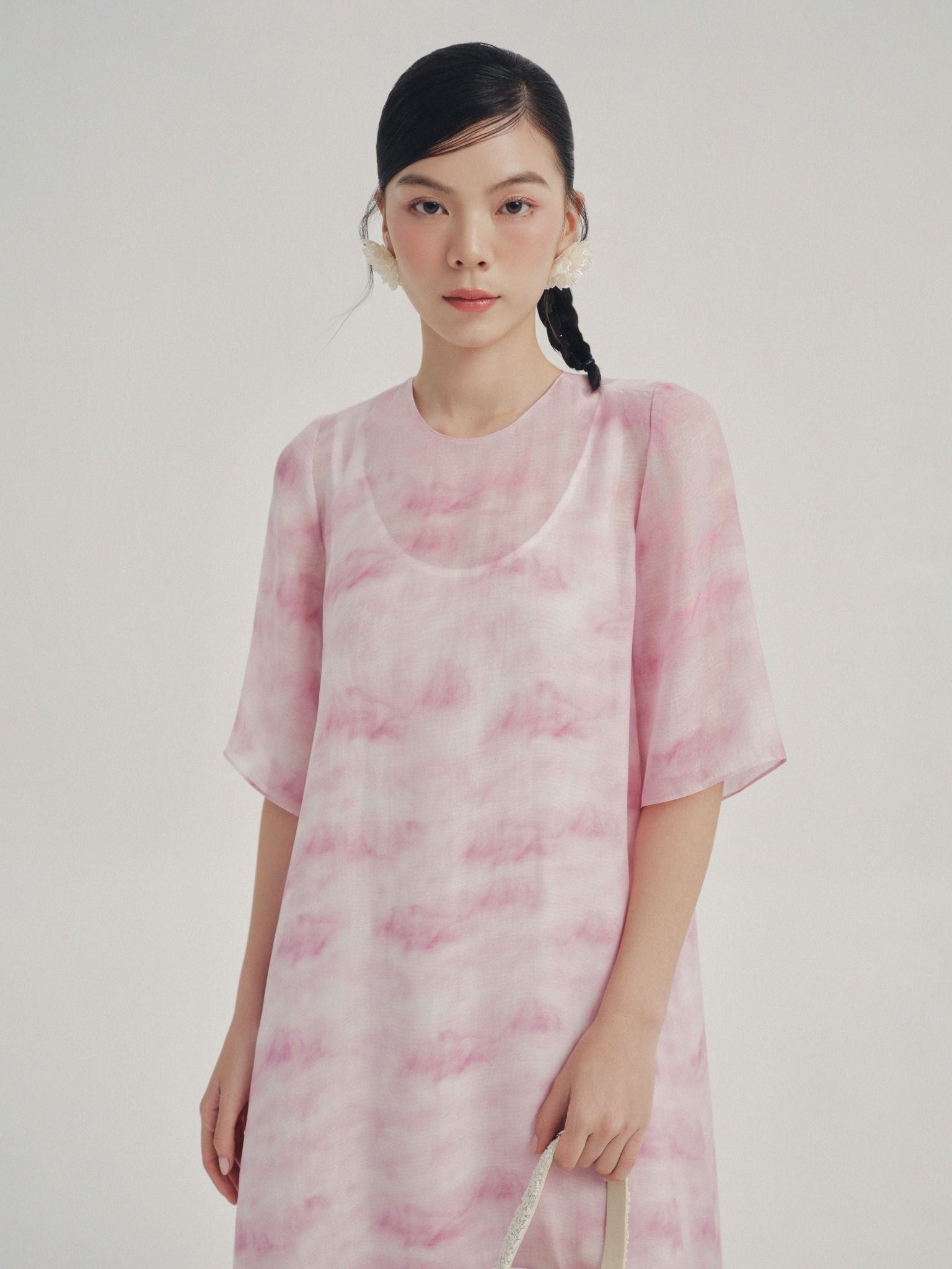  Đầm dài hoạ tiết vân mây | Mauve Cloud dress 