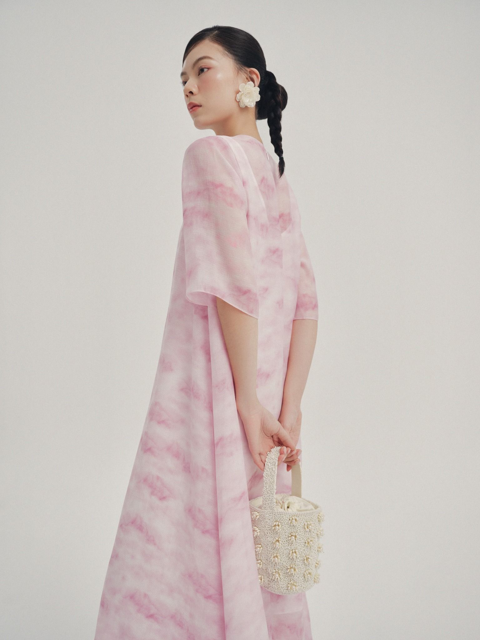  Đầm dài hoạ tiết vân mây | Mauve Cloud dress 