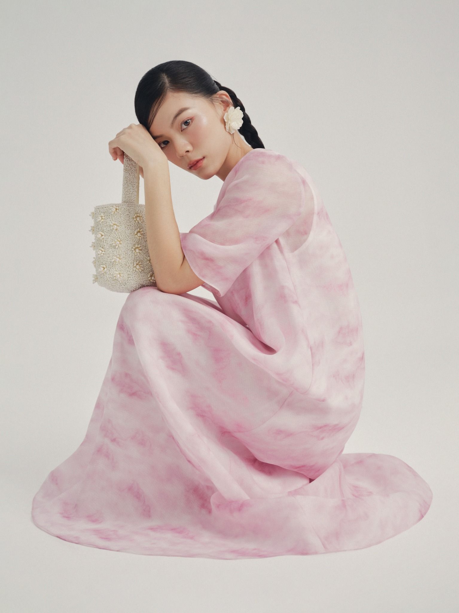  Đầm dài hoạ tiết vân mây | Mauve Cloud dress 