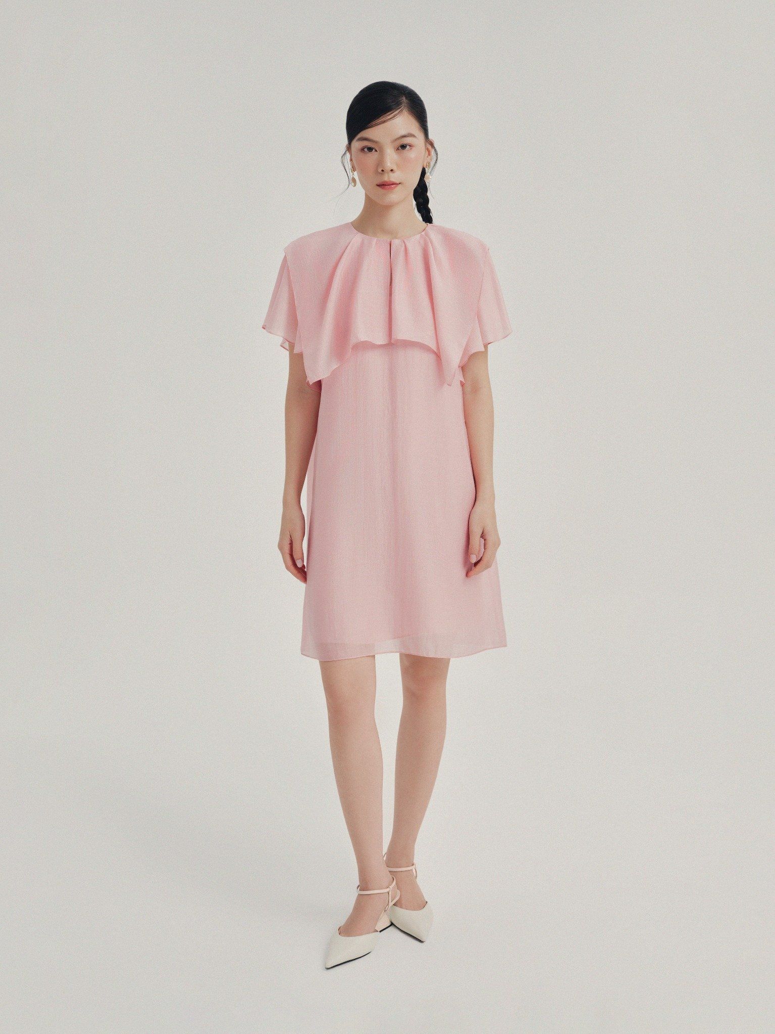  Đầm ngắn tay bèo | Mauve Ruffled Sleeves dress 