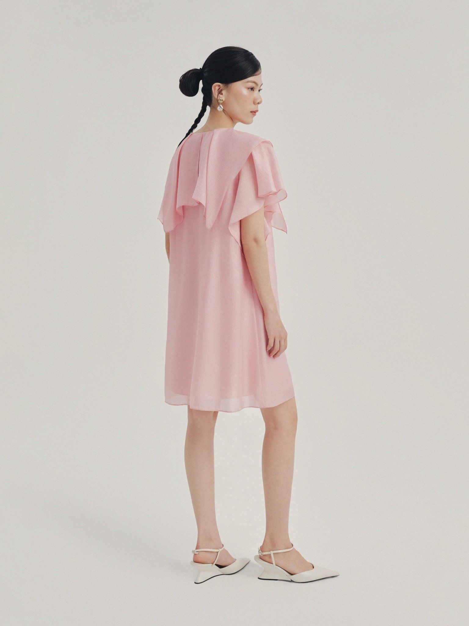  Đầm ngắn tay bèo | Mauve Ruffled Sleeves dress 