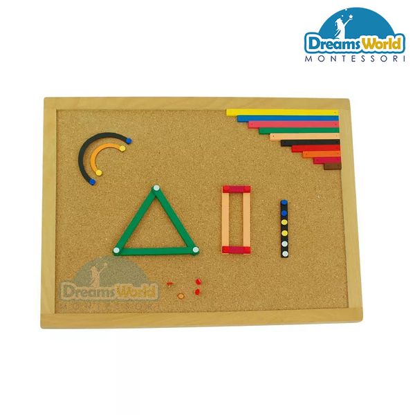  Giáo Cụ Montessori - Bảng làm việc cho bộ que hình học - Cork Workboard For Geometry Sticks 