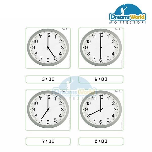  Giáo Cụ Montessori - Bài tập đồng hồ - Cards for Clocks 