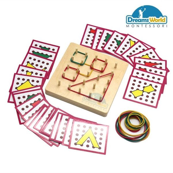  Giáo Cụ Montessori -  Bảng Dây Chun - Geo Board with rubber string 