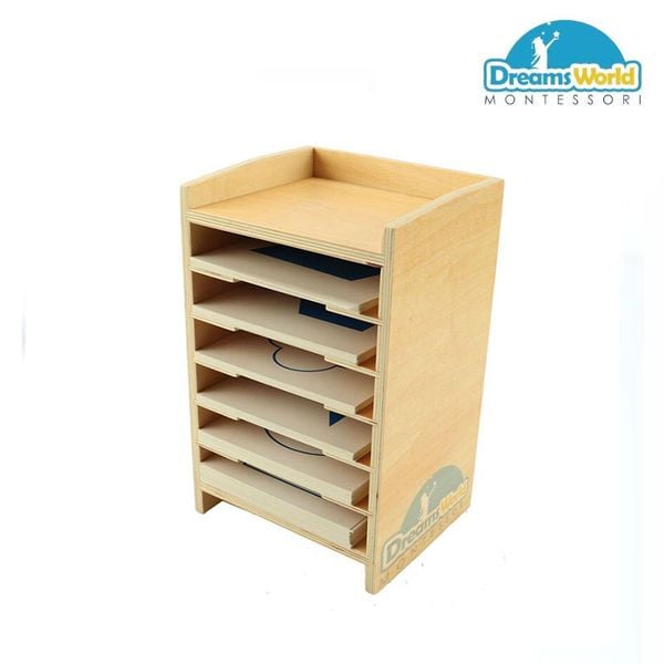  Giáo Cụ Montessori -  Tủ để thẻ hình học 6 tầng - Geometric Card Cabinet 