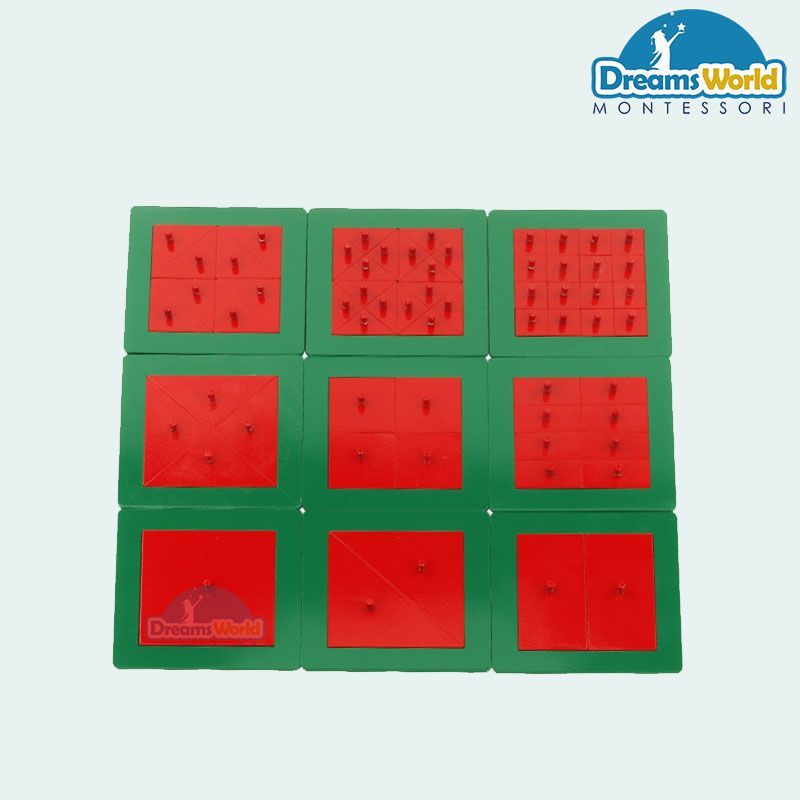  Giáo Cụ Montessori - Khung phân số vuông không kệ - Metal Fraction square without Stands 