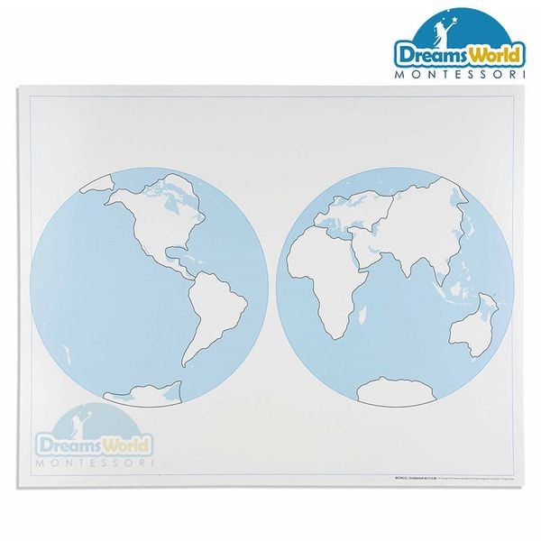  Giáo Cụ Montessori - Bản đồ Thế Giới ( không nhãn) - Unlabeled World Parts Control Map 