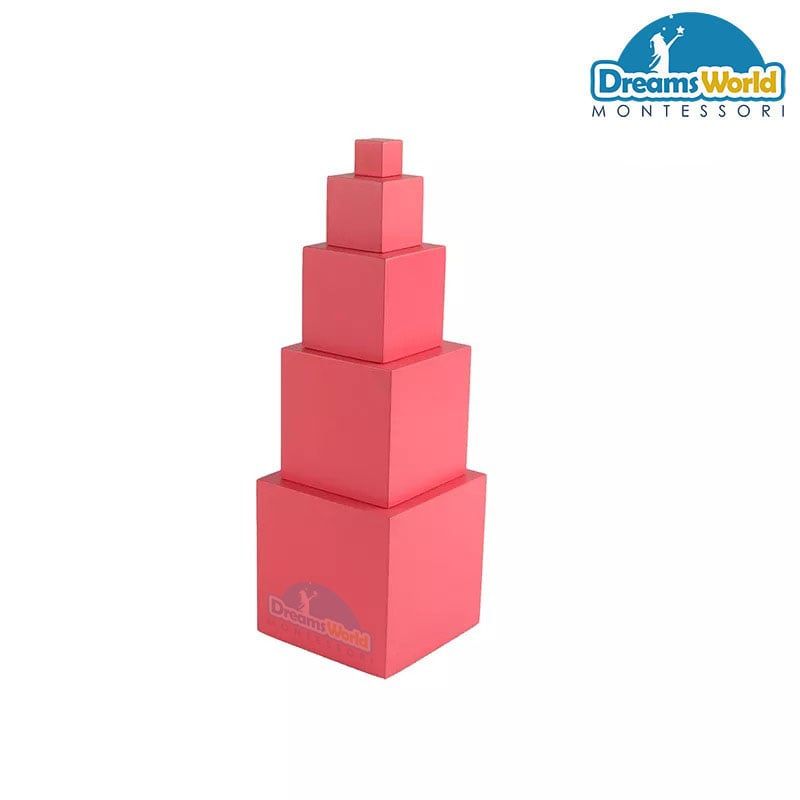  Giáo Cụ Montessori - Tháp hồng 5 bậc 2-4-6-8-10cm - Pink Tower 5 steps 