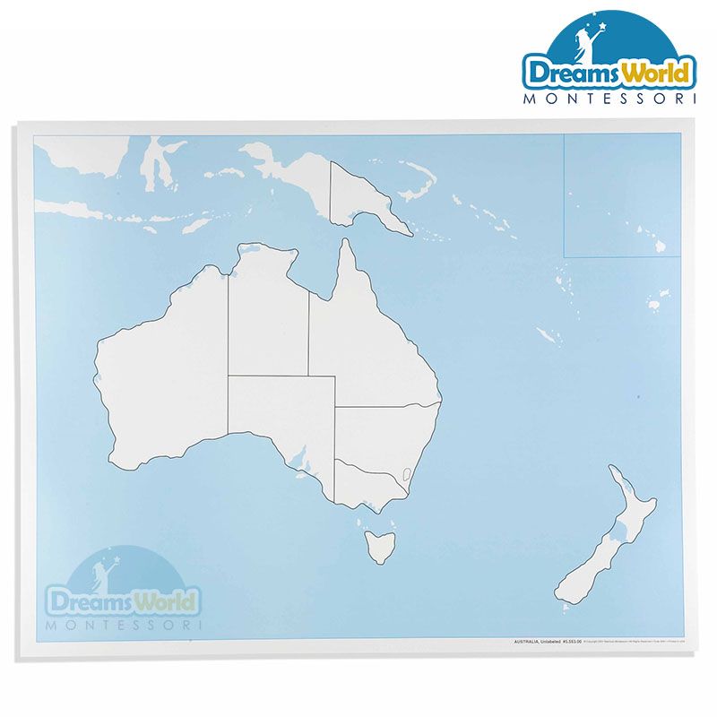  Giáo Cụ Montessori - Bản đồ nước châu Úc (không nhãn) - Unlabeled Australia Control Map 