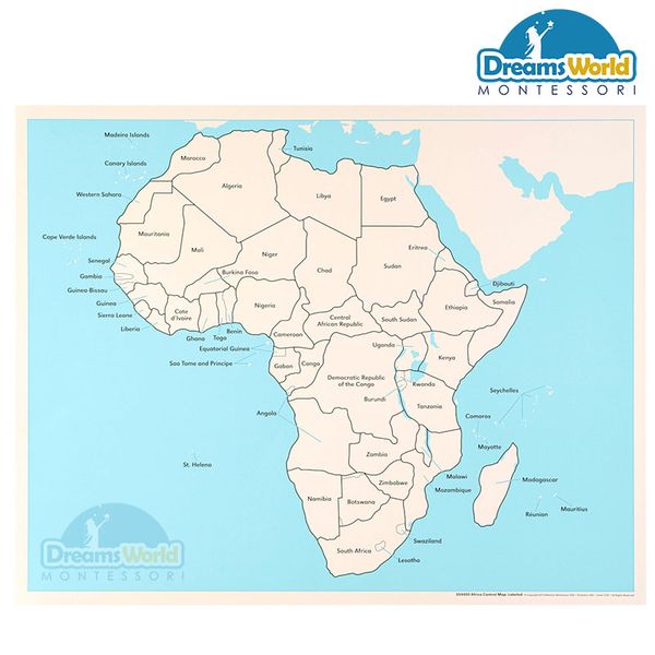  Giáo Cụ Montessori - Bản đồ châu Phi ( có nhãn) - Labeled Africa Control Map 