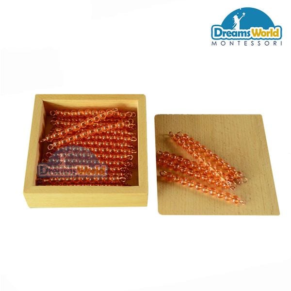  Giáo Cụ Montessori - 45 dây cườm 10 với hộp  - 45 Golden Bead Bars of 10 with box 