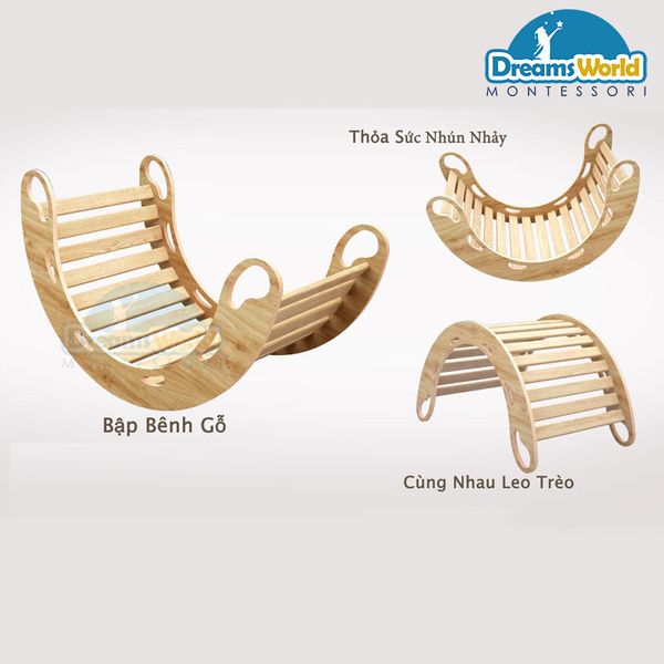 Bập bênh gỗ Montessori - Montessori wooden seesaw 