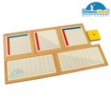  Giáo Cụ Montessori - Hộp học phép tính nhân có thẻ điều khiển và bảng - Multiplication Working Charts with frame 