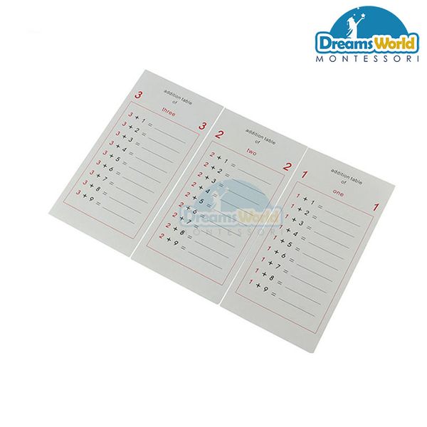  Giáo Cụ Montessori - Bảng cộng bổ sung - Addition Tables 