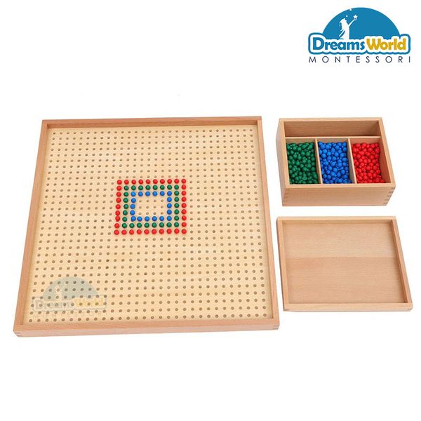  Giáo Cụ Montessori - Bảng 300 chốt cắm hình vuông  - Wooden Peg Board with Pegs 