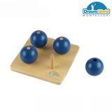  Giáo Cụ Montessori - Bóng xanh trên chốt nhỏ - Four Blue Balls On Small Pegs 