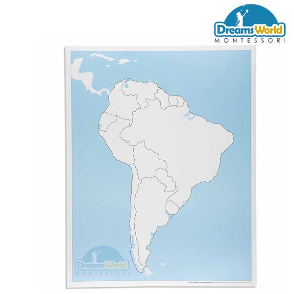  Giáo Cụ Montessori - Bản đồ  Nam Mỹ ( không nhãn) - Unlabeled South America Control Map 