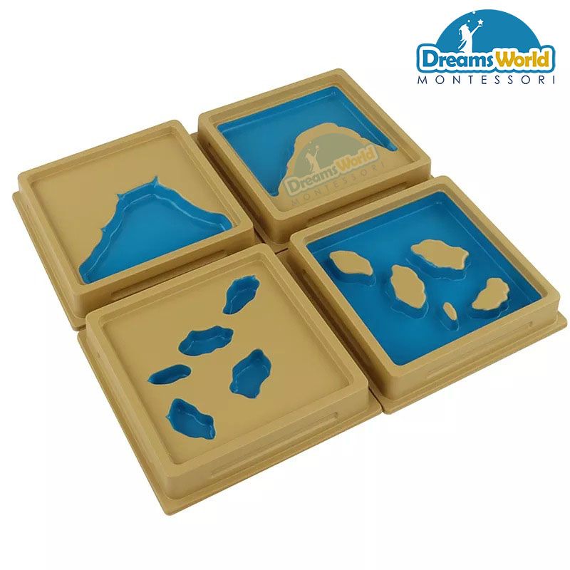  Giáo Cụ Montessori - Khay đựng mẫu đất và nước: bộ 2 - Land and Water Form Trays:Set 2 