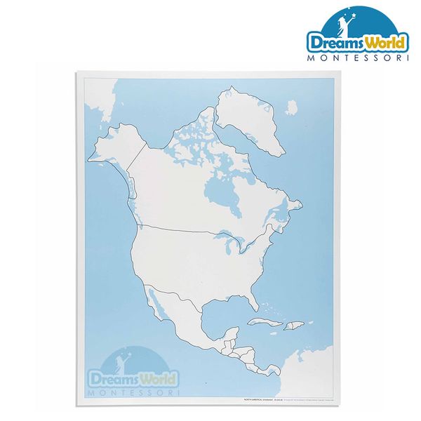  Giáo Cụ Montessori - Bản đồ Bắc Mỹ ( không nhãn) - Unlabeled North America Control Map 
