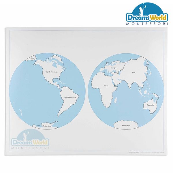  Giáo Cụ Montessori - Bản đồ Thế Giới ( có nhãn) -Labeled World Parts Control Map 