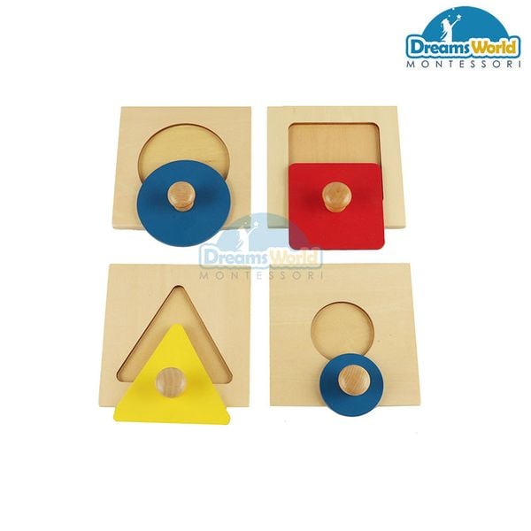  Giáo Cụ Montessori - 4 khay ghép hình riêng lẻ - Single Shape Puzzles 