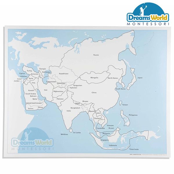  Giáo Cụ Montessori - Bản đồ Châu Á ( có nhãn) - Asia Control Map: Labeled 