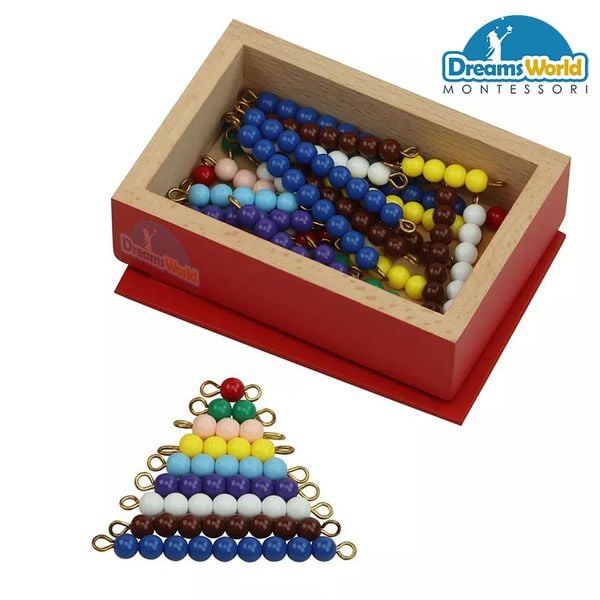  Giáo Cụ Montessori -  5 bộ hạt cườm 1-10 với hộp - Short bead Stairs box 