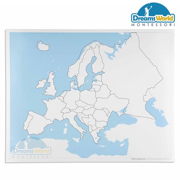  Giáo Cụ Montessori - Bản đồ Châu Âu ( không có nhãn) - Unlabeled Europe Control Map 