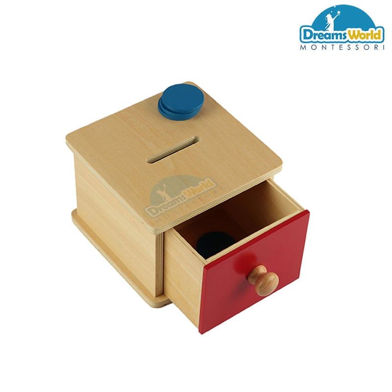  Giáo Cụ Montessori - Trò chơi thả các đồng tiền vào hộp có lỗ - Imbucare Box with Ball 