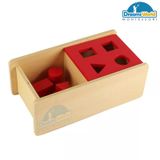  Giáo Cụ Montessori - Hộp trượt 4 hình cơ bản - nắp đỏ lật qua lật lại hai bên - Imbucare Box With Flip Lid - 4 Shapes 