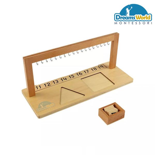  Giáo Cụ Montessori -  Móc treo các chuỗi hạt cườm màu từ 11-19 - Hanger for Teen bead 