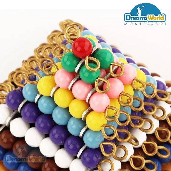  Giáo Cụ Montessori - 10 Tấm hạt cườm màu có cạnh từ 1-10 - Colored Bead Squares 