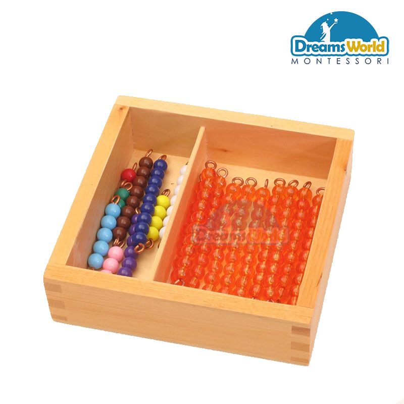  Giáo Cụ Montessori - Dây cườm màu chơi với bảng hàng chục có hộp  - Bead Bars for Teen Board with Box 