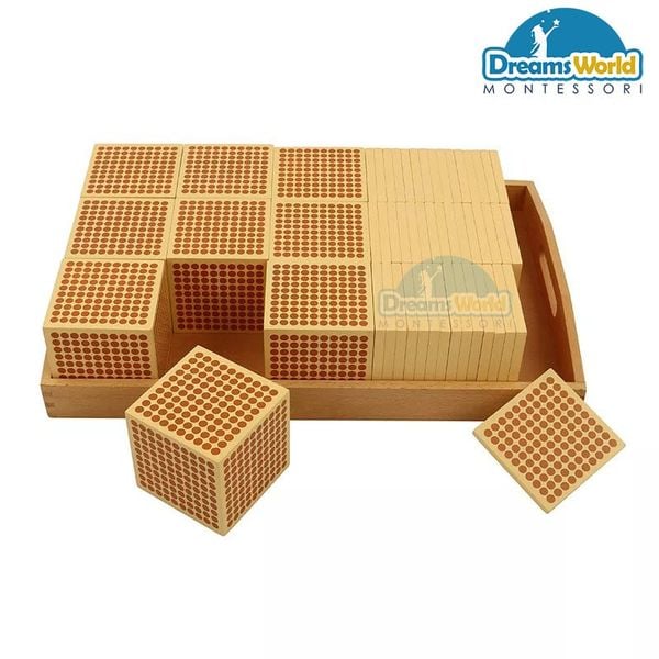  Giáo Cụ Montessori - Bộ sản phẩm dùng học hệ thống số thập phân - Golden Bead Material- Individual Beads Class 