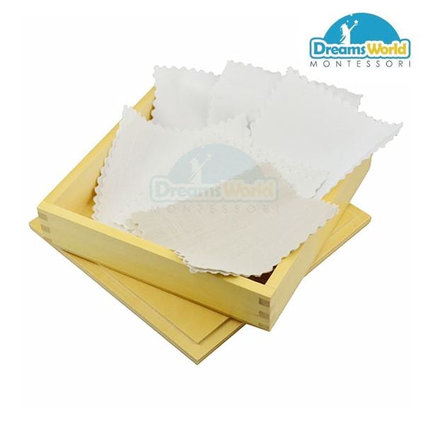  Giáo Cụ Montessori -  Phân biệt cấu trúc vải màu trắng - Second Fabric Box 