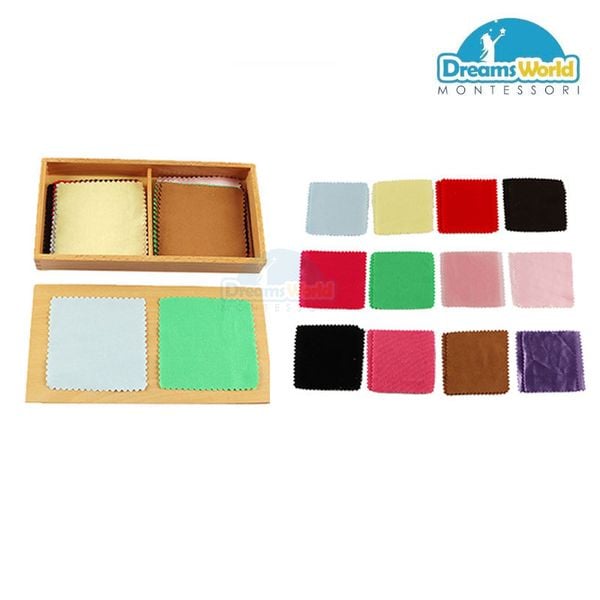  Giáo Cụ Montessori -  Phân biệt cấu trúc vải nhiều màu sắc 03 - Second Fabric Box-3 pairs 