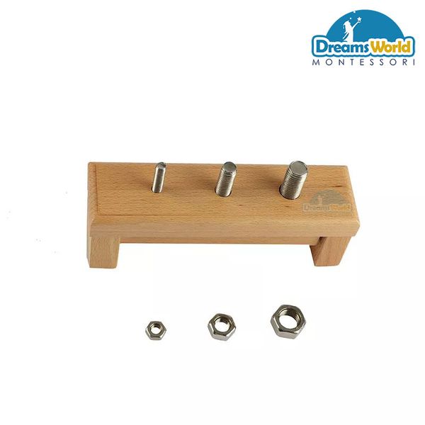  Giáo Cụ Montessori - Bộ ốc vít bu lông 2 - Screws on a Base Montessori 