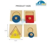  Giáo Cụ Montessori - 4 khay ghép hình riêng lẻ - Single Shape Puzzles 