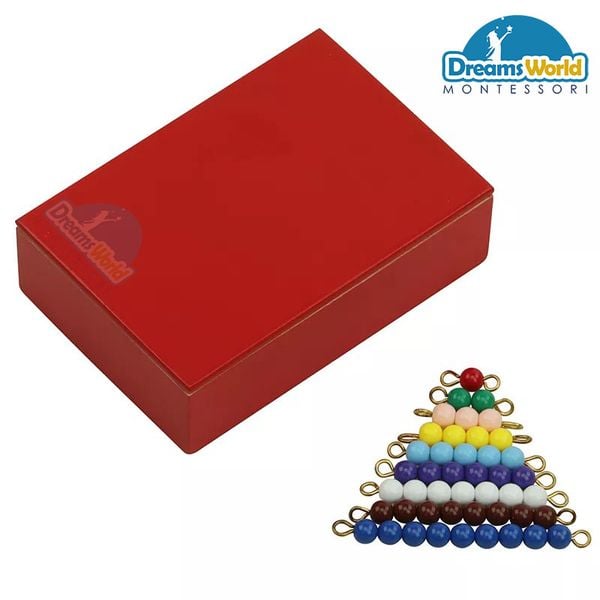  Giáo Cụ Montessori -  5 bộ hạt cườm 1-10 với hộp - Short bead Stairs box 
