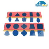  Giáo cụ Montessori - Khuôn luyện viết chữ với 2 kệ - Metal Insets with 2 Stands ( Pink & Blue) 