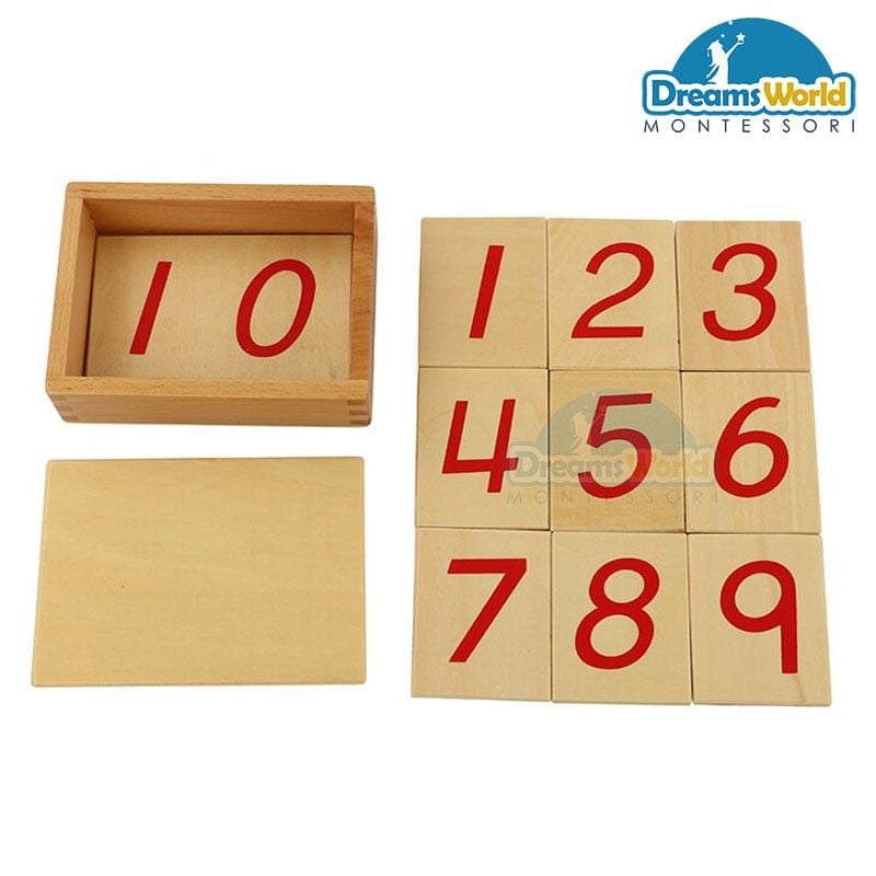 Giáo Cụ Montessori - Bộ thẻ dùng để kết hợp với gậy số - Wooden number tablets for numerical rods 