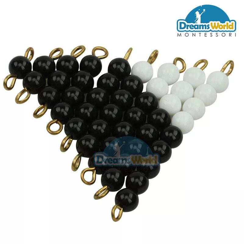  Giáo Cụ Montessori - Các dây cườm đen trắng từ cườm 1 đến cườm 9  - Black and white bead stairs 1-9 