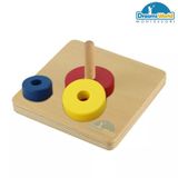  Giáo Cụ Montessori - Xếp ba đĩa từ lớn đến nhỏ trên 1 trục - Three Discs on a vertical Dowel-beech basic 