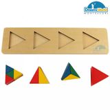  Giáo Cụ Montessori - Hình tam giác màu trên 4 chốt - coloured triangles on 4 pegs 