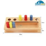  Giáo Cụ Montessori - Hộp hình trụ 3 màu  - Toddler Imbucare Peg Box 