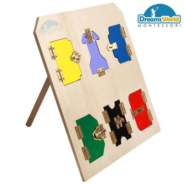  Giáo Cụ Montessori Bảng - khóa - Lock learning board-international 