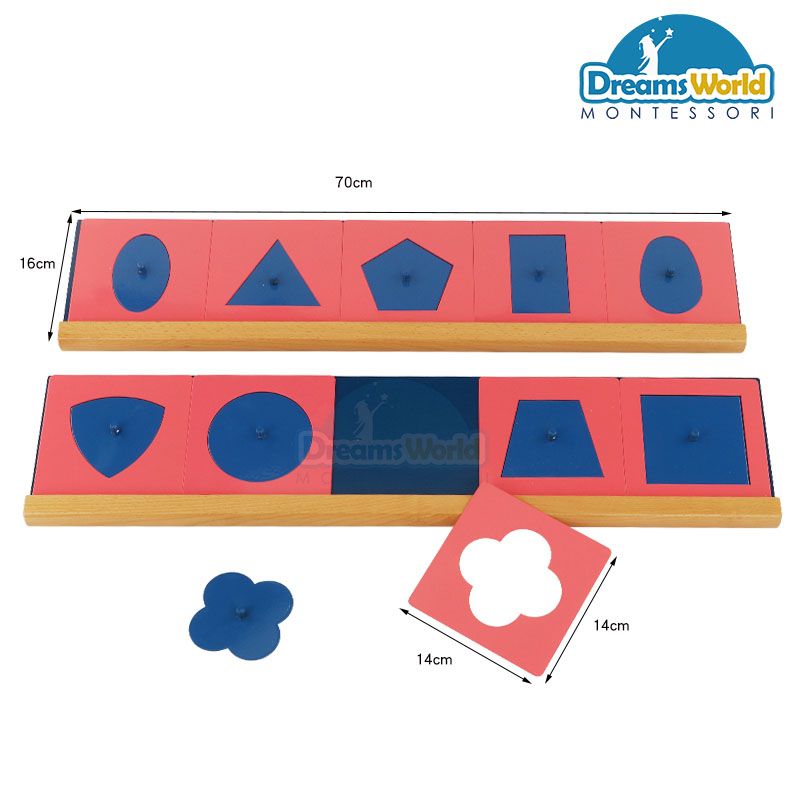  Giáo cụ Montessori - Khuôn luyện viết chữ với 2 kệ - Metal Insets with 2 Stands ( Pink & Blue) 