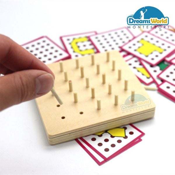  Giáo Cụ Montessori -  Bảng Dây Chun - Geo Board with rubber string 